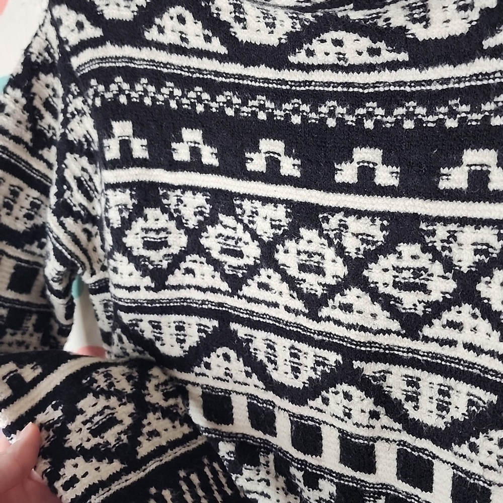 J. Jill Oversized Mock Neck Cotton Wool Blend Fair Isle Pullover Sweater XS - Picture 6 of 8